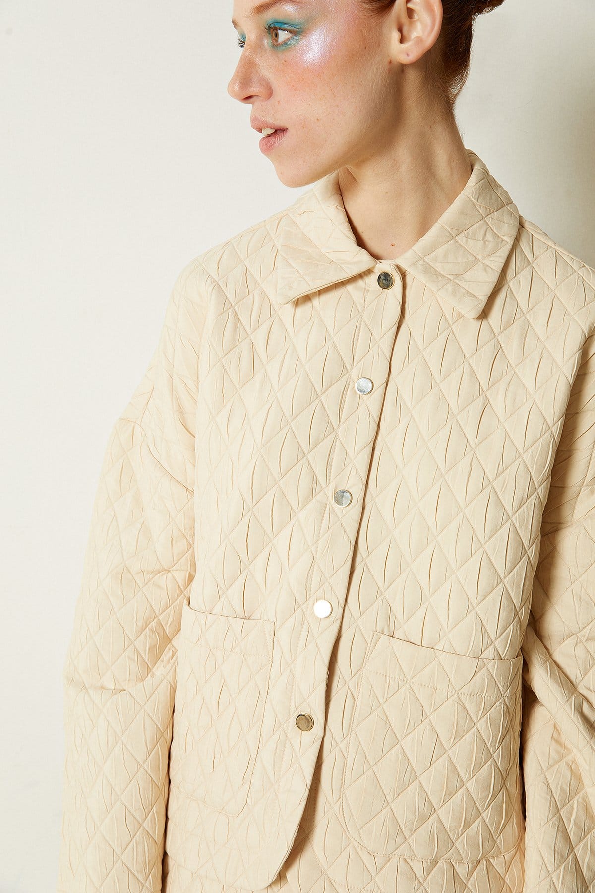 ★GAYEON LEE★ LALA Quilted CoatNavy Oversize Quilted Jacket - Lalion